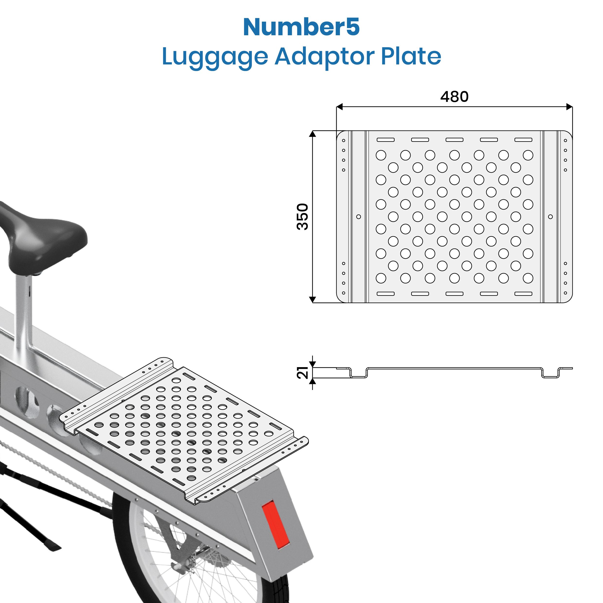Luggage adaptor plate fixed